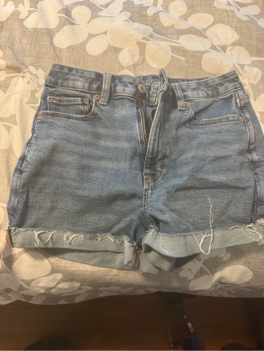 American Eagle Outfitters Medium Blue Rolled-Hem Denim Shorts
